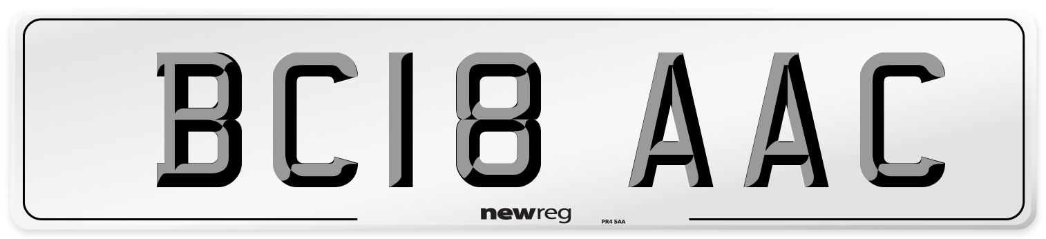 BC18 AAC Number Plate from New Reg